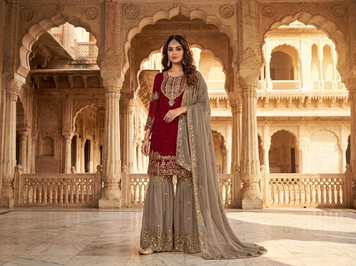 Red and Gold Indian Party Dress - Etsy