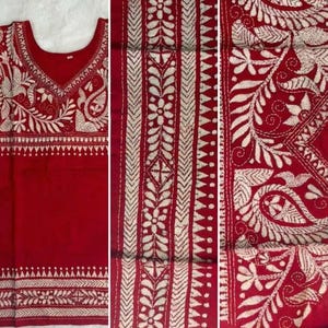 Hand Embroidered Kantha Stitch Cotton short Kurti Size 40-46 image 13
