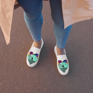 Sally&#39;s Lace Heart Slip-Ons