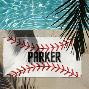 Personalized Baseball Beach Towel, Sport Theme Pool Towel, Custom Baseball Team Gift, Summer Fun Towel, Kids Beach Towel