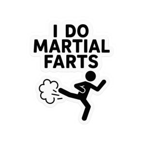 Grappige vinylsticker vechtsport: humoristisch karate, jiu-jitsu, MMA-sticker