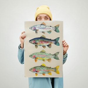 Vintage Trout Art Print: Rustic Fishing Decor (Digital Download)