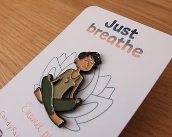 Soft Enamel Pin für Yoga und Meditation Liebhaber - Just breathe