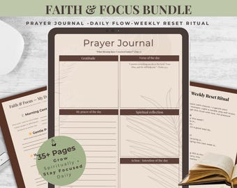 Christian Women's Prayer Journal Bundle: Daily Flow, Weekly Reset (Printable PDF)