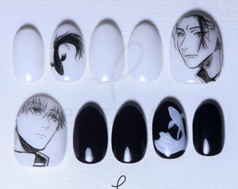 Jujutsu Kaisen Gojo Geto Fish Ver.2 Press On Nails – Custom Hand Painted Nail Art