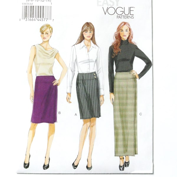 Uncut Vogue 8835, Misses Skirt, Semi-fitted, Lined Yokes, Back Zipper, Narrow Hem, Sewing Pattern, size 6 8 10 12 14, waist 23 24 25 26 28