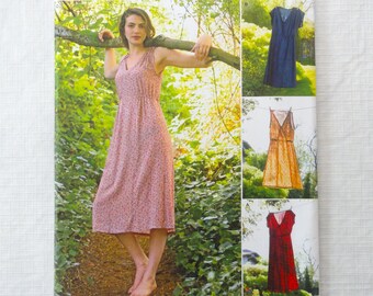 UNCUT Simplicity 8231, V Neck Dress, Elastic Empire Waist, Sleeveless, 2 Lengths, Sew House Seven Pattern, size 14  to  22, bust 36  to  44