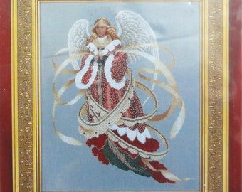 Angel of Christmas, Lavender & Lace, Counted Cross Stitch Pattern, Vintage Needlework, Embroidery Design, Marilyn Leavitt-Imblum New Package
