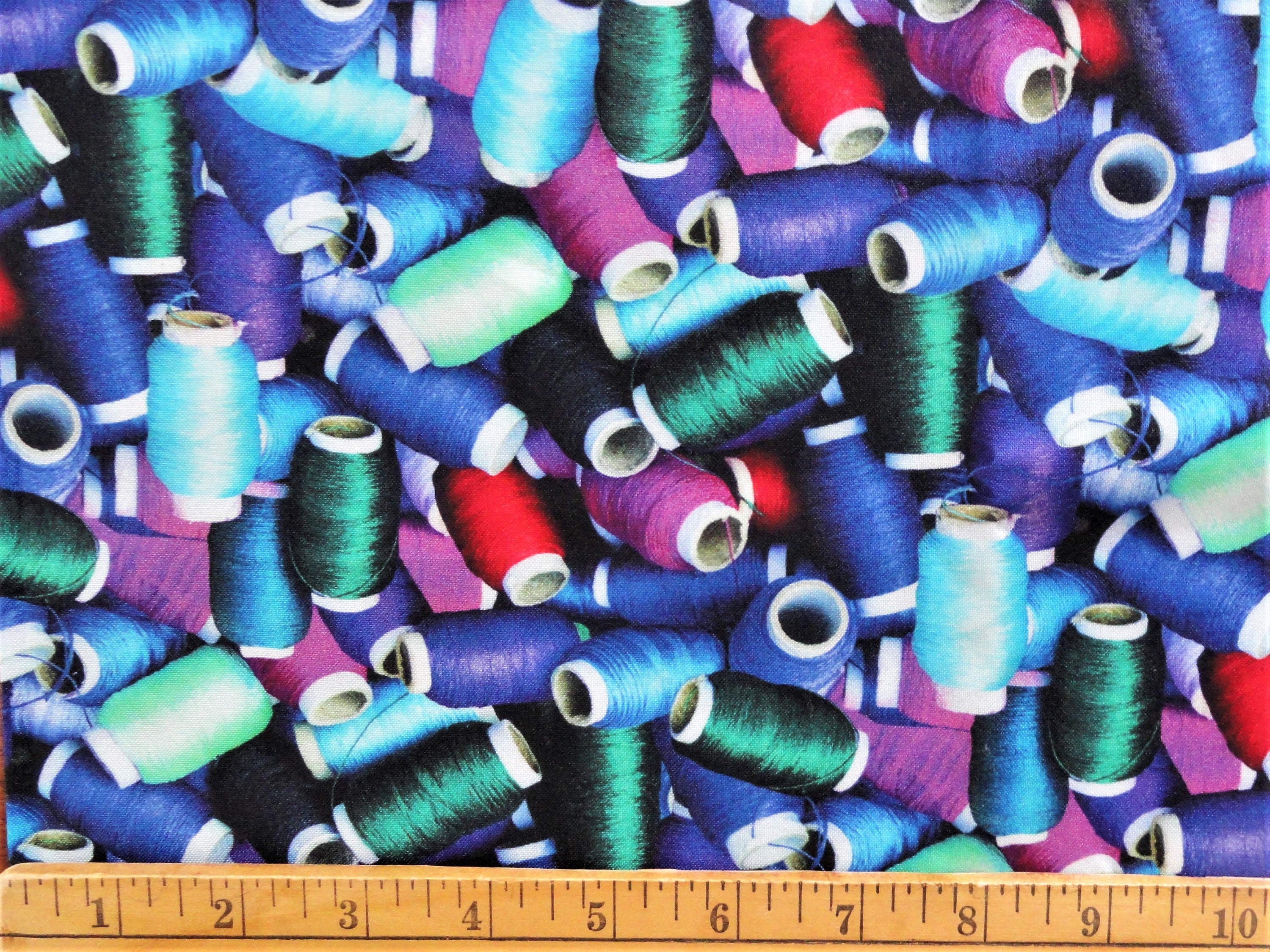 Realistic sewing thread spools fabric 23 x 43 Etsy