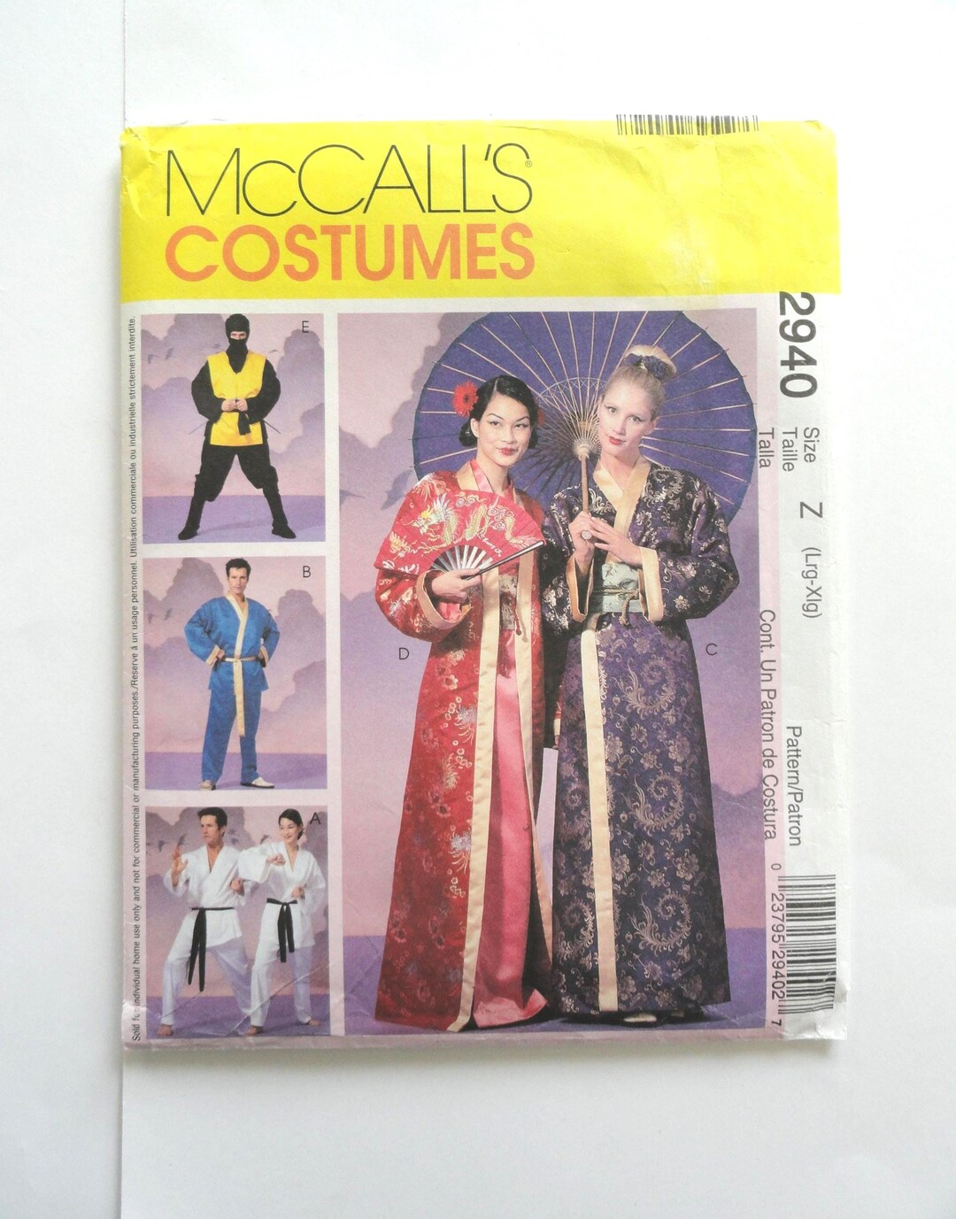 Uncut Mccall's 2940, Karate, Ninja, Kimono, Robe Costumes W/tabard ...