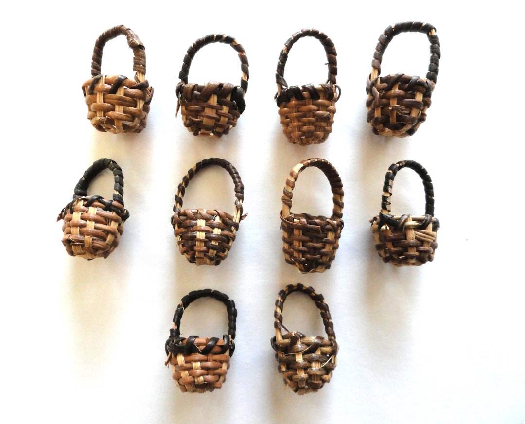 10 Miniature Baskets Bamboo & Plastic Craft Supply Doll Etsy