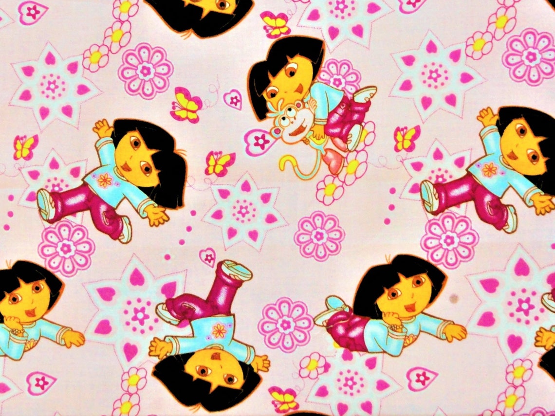 Dora the Explorer fabric 38 x 33 remnant cotton Etsy
