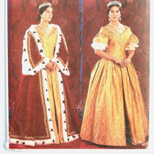 Uncut Butterick 3713, 19th Century Queen, Top Long Skirt & Robe, Misses Historical Costume Vintage Sewing Pattern size 6 8 10, bust 30 31 32