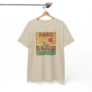 High-quality city or place gift tee featuring the historic Faro skyline and Old Town walls in a nostalgic design.