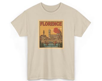 Florence Italy Vintage Travel Poster T-Shirt | Retro City Illustration Graphic Tee