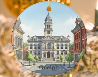 Guelph Canada Ceramic Ornament | Basilica of Our Lady & Royal City Traveler Keepsake