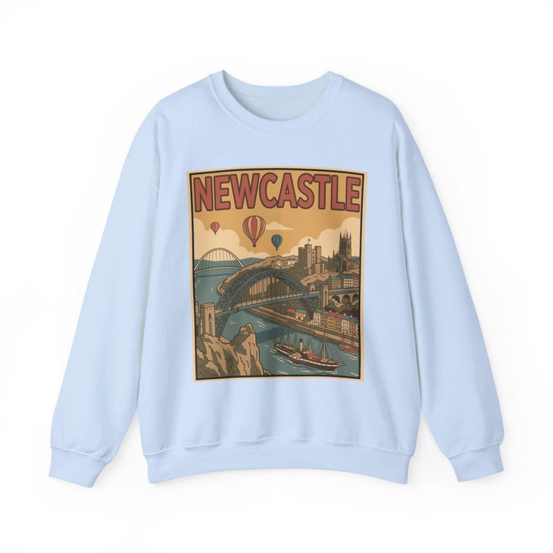 Newcastle England Sweatshirt | Vintage Travel Poster Retro City Graphic Pullover image 7