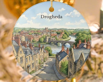 Drogheda Ireland Ceramic Ornament | Boyne Valley & St. Laurence’s Gate Traveler Keepsake