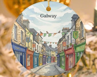 Adorno de cerámica de Galway, Irlanda / Recuerdo del viajero del Barrio Latino y Claddagh