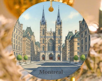 Montreal Canada Ceramic Ornament | Old Port & Notre-Dame Basilica Traveler Keepsake