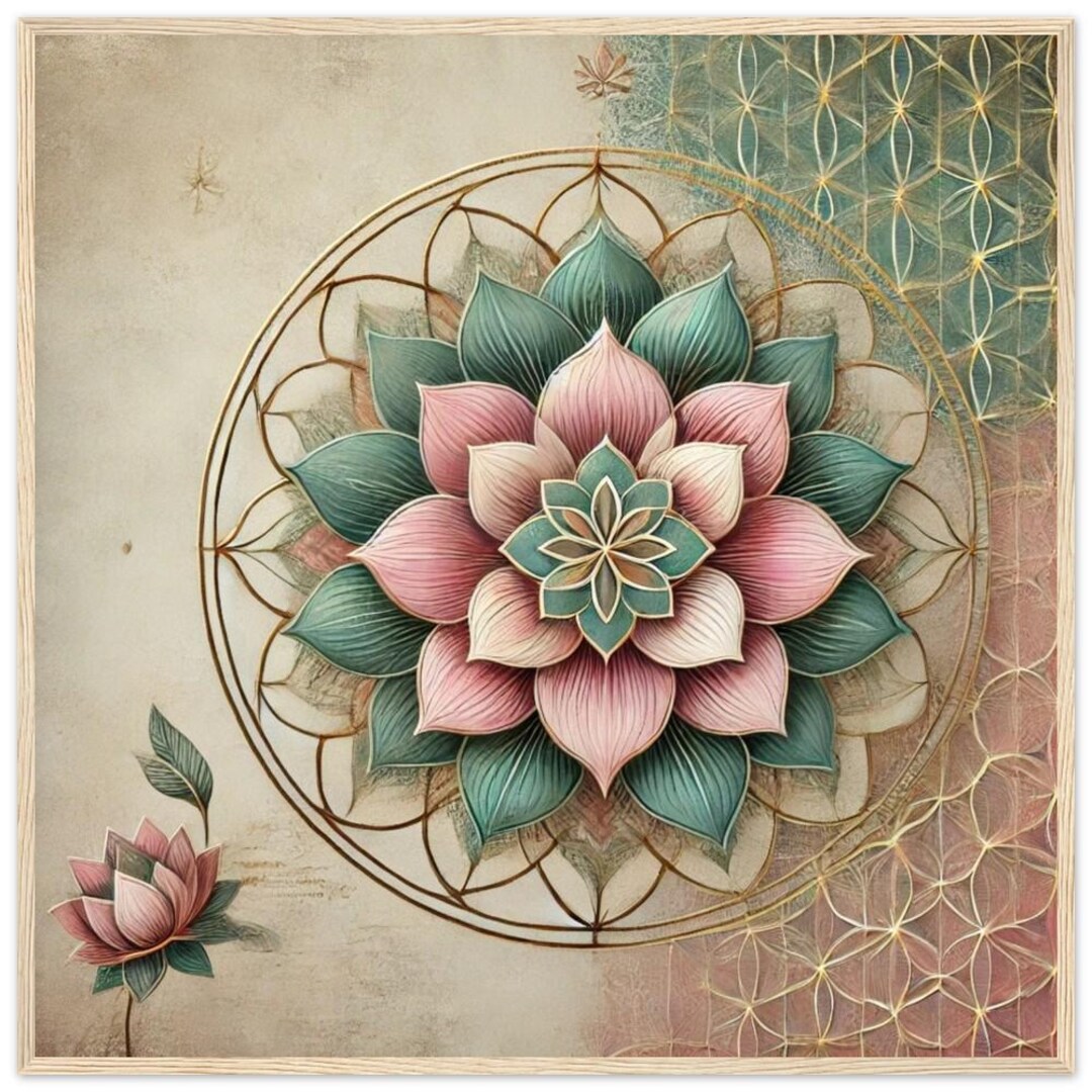 Zen Lotus Flower Wall Art in Classic Wooden Frame - 4 Sizes - Etsy