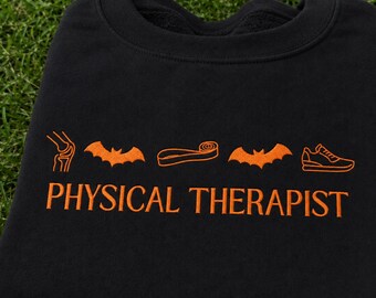 Embroidered Physical Therapist Halloween Sweatshirt, Spooky PT Crewneck