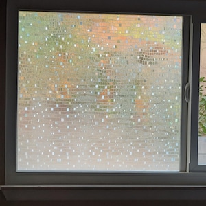 Mosaic Window Privacy Film, Stained Glass Window Cling, Decorative Vinyl, Static Cling Rainbow Film, Removable Window Sticker
