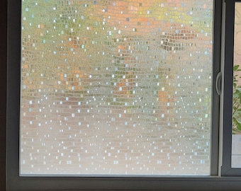 Pellicola per la privacy a mosaico, pellicola adesiva per vetrate, vinile decorativo, pellicola arcobaleno statica, adesivo rimovibile per finestre