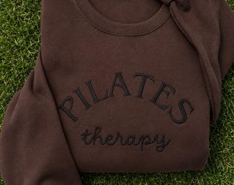 Pilates Therapy Embroidered Sweatshirt, Minimal Workout Crewneck