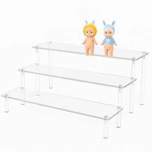 Acrylic Display Stand, Clear Display Riser Rack, 1-5 Tier Shelf for Cupcakes, Perfume, Dolls, Collectibles, Figures, Desk Organizer