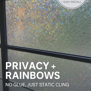 Rainbow Window Privacy Film, 3D Decorative Window Cling, Stained Glass Vinyl, Static Cling Window Decal, No Glue Window Sticker