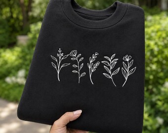 Botanical Wildflowers Embroidered Sweatshirt
