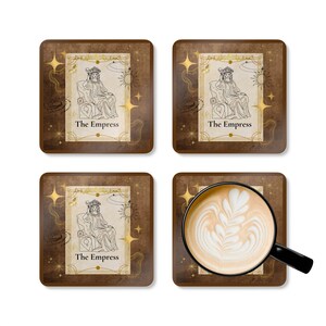L'abandon express et l'épanouissement des montagnes de tarot - Ensemble de 4 dessous de verre carte de tarot mystique