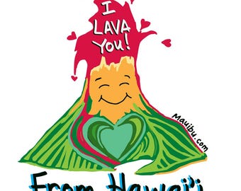I Lava You Stickers - Hawaii Islands Volcano I Love You Hearts