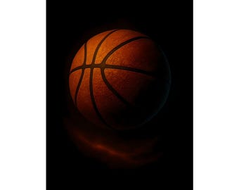 Basketball in Orbit | Surreal Sports Wall Art | Minimalist Cosmic Basketball Print for Athletes, Fans, and Dreamers