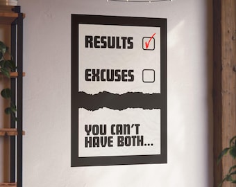 Motiverande gymposter: Resultat eller ursäkter - Träningsväggkonst