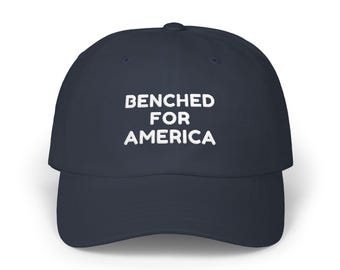 Benched for America Dad Hat | Funny 4th of July Embroidered Hat, Patriotic Gym Cap, USA Baseball Cap, America Hat Gift for Athletes