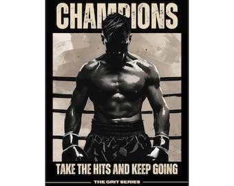 Boxing Wall Art | Motivational Boxing Poster | The Grit Series | Fighter Wall Decor | Gym Motivation | Sports Print for Athletes