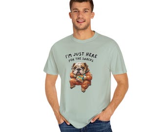 Funny Bulldog T-Shirt: Just Here for Snacks - Unisex Comfort Tee
