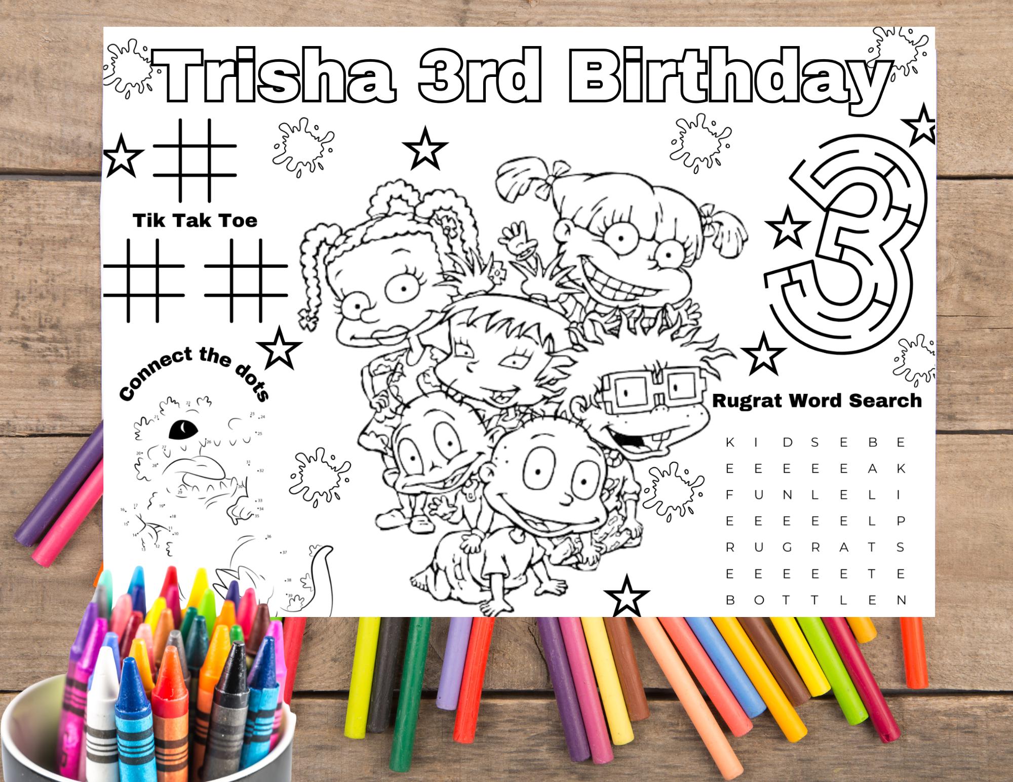 Rugrat Activity Sheet, Rugrat Coloring Sheet, Rugrat Party, Rugrat