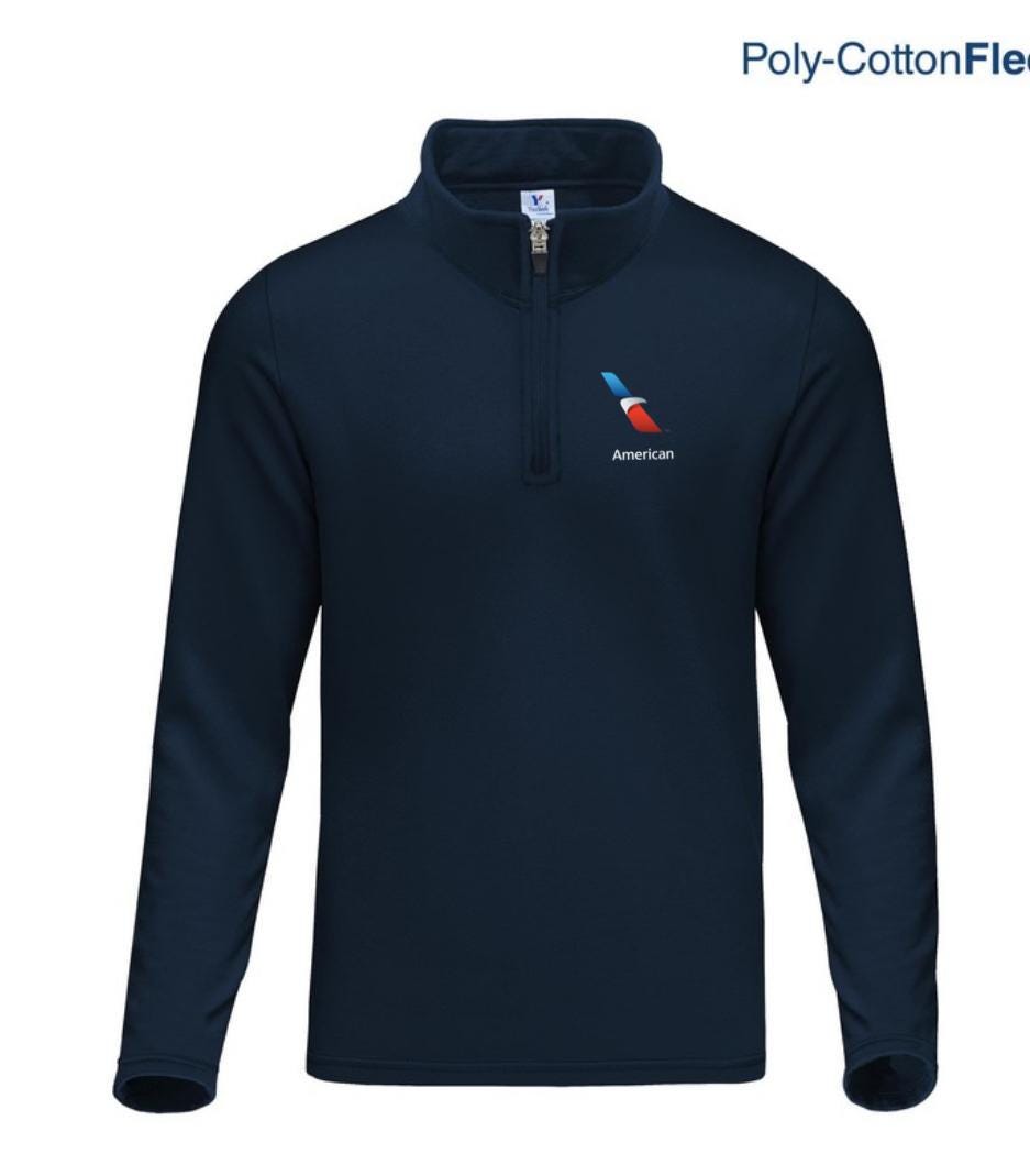 American Airlines Unisex Half Zip Hoodie- Embroidery-Comfortable Everyday Wear, Ideal for Friends, Casual Style for Aviation Lovers