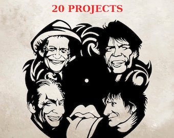 Famous Musicians and Bands / Vinyl Wall Clocks / Laser Cut Files / 20 Designs / Digital Downloads