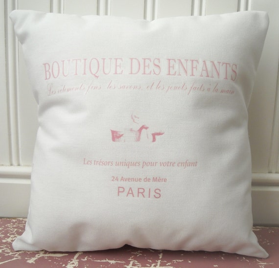Items similar to French Children's Boutique Advertisement Pillow Slip