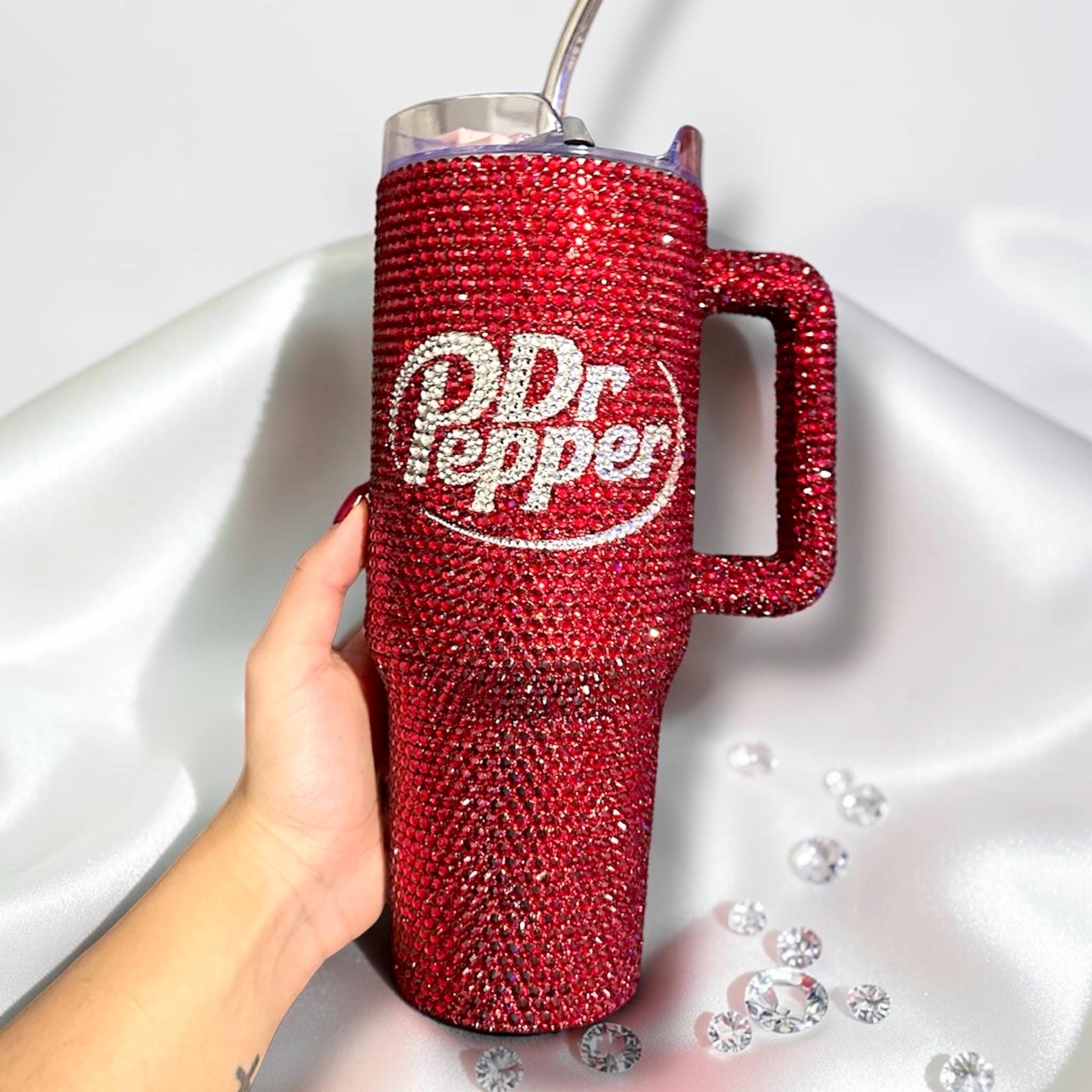 Custom 40oz Handmade Diamanté Embellished Dr Pepper Inspired