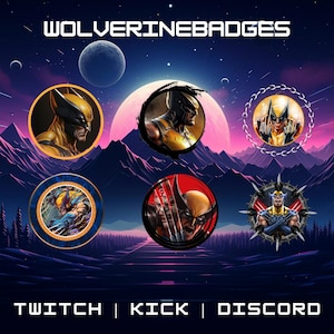 6x Wolv-erine Sub Badges | Character Badges | Stream Badges | Twitch Bit Badges | Streamer Graphics | Discord Badges | Instant Download.