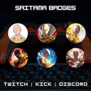 Anime Sai-tama Badges For Twitch | 6 Ready-To-Use Badges | Instant Download | Premade Badges | Kick, Discord And Twitch.