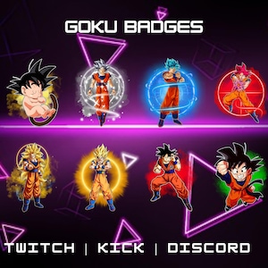 Go-Ku Sub Badges For Twitch, YouTube, Discord | Instant Digital Download | Set Of 8 Badges | Anime Badges | Pay To Use Badges.