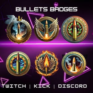Twitch Sub/Bit Badges | Bullets Badges | Instant Download | Ready-Made Badges | Twitch Artwork For Streamers |