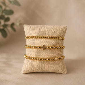 3 Piece 18K Gold Filled Beaded Cross Bracelet Stack | Must Have Everyday Braclets