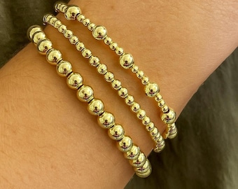18K Gold Filled Armband Set: Stapelbarer Perlenschmuck